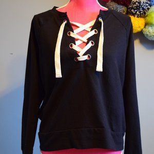 Black Lace Up Top